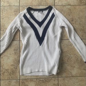 White/ navy sweater tight sweater from Venus